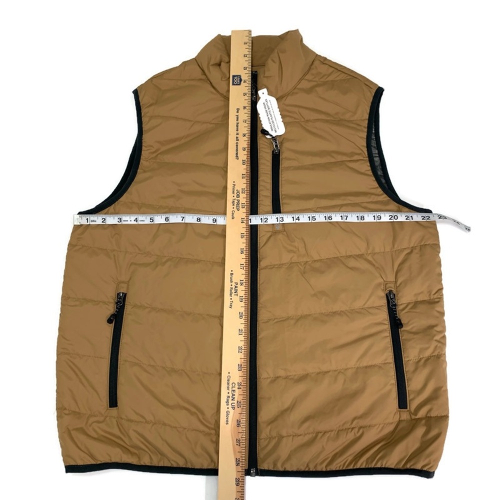 Men’s Free Country Puffer Vest Size L Bronze Bark Zippered Pockets Stand Collar - Picture 2 of 9